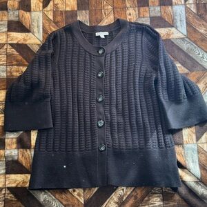 JM Collection Dark Knit Button Cardigan
